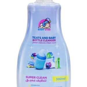 منظف ببرونة الاطفال والحلمات من بيبي ستار ، 380 ملليلتر جيني عديم اللون